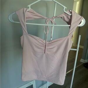 Garage Light Pink Tie-Back Ruched Tank Top